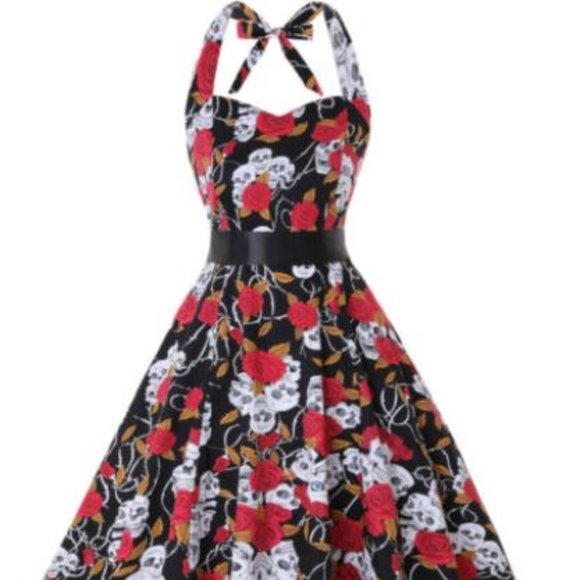 Rockabilly Swing! Dresses & Skirts - NEW~Skulls & Roses Rockabilly Swing Costume Dress